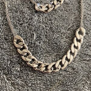 Silver Chain Necklace and Bracelet Set